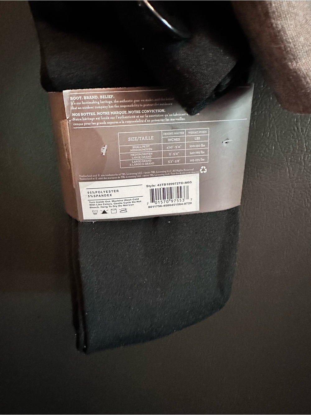 Timberland Black and tan Fleece-Lined Footless Tights - Picture 3 of 3